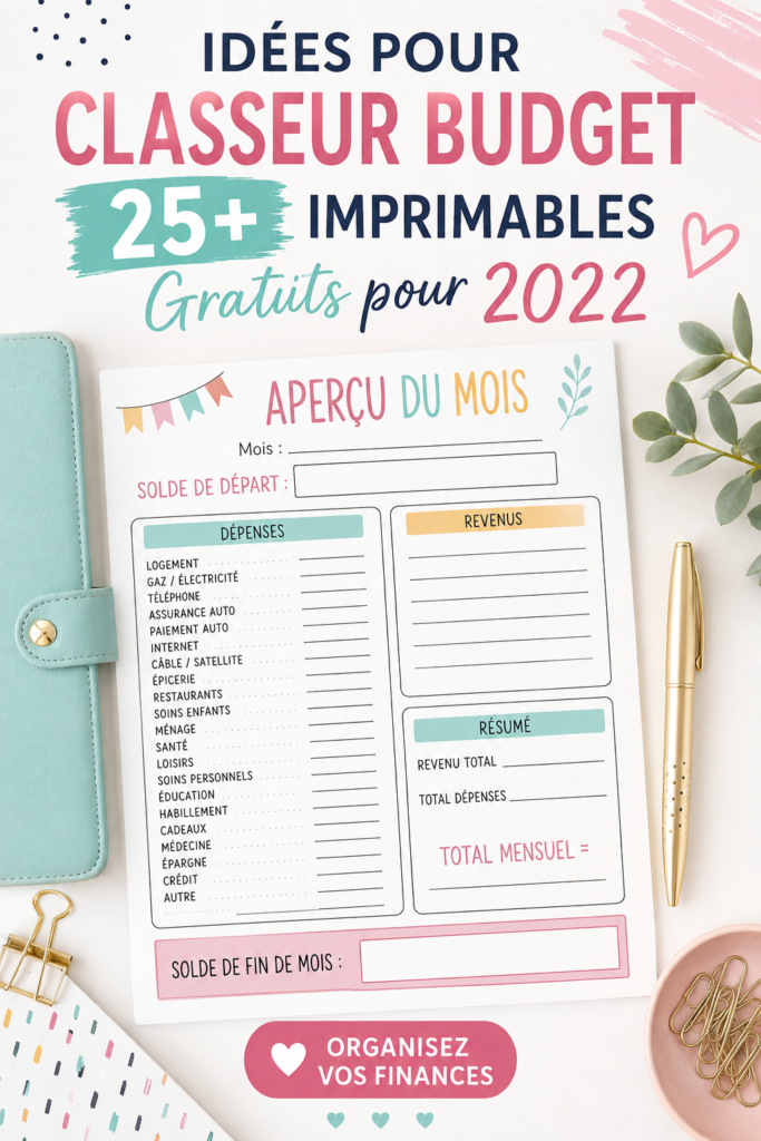 Imprimables de budget colorés représentant une gestion financière organisée.