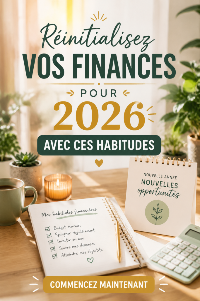 Femme réfléchissant à ses finances pour 2026, avec des outils de gestion budgétaire.