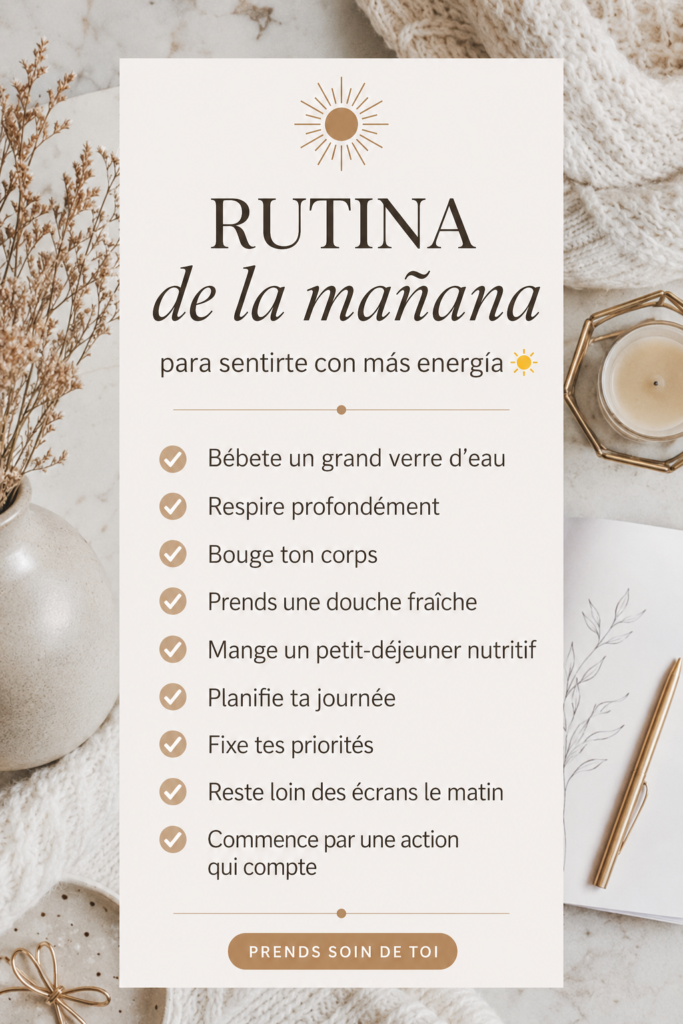 Femme épanouie en train de pratiquer une routine matinale energisante