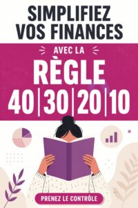 Femme heureuse examinant ses finances avec un carnet et un stylo, représentant la méthode de gestion budgétaire 40-30-20-10.