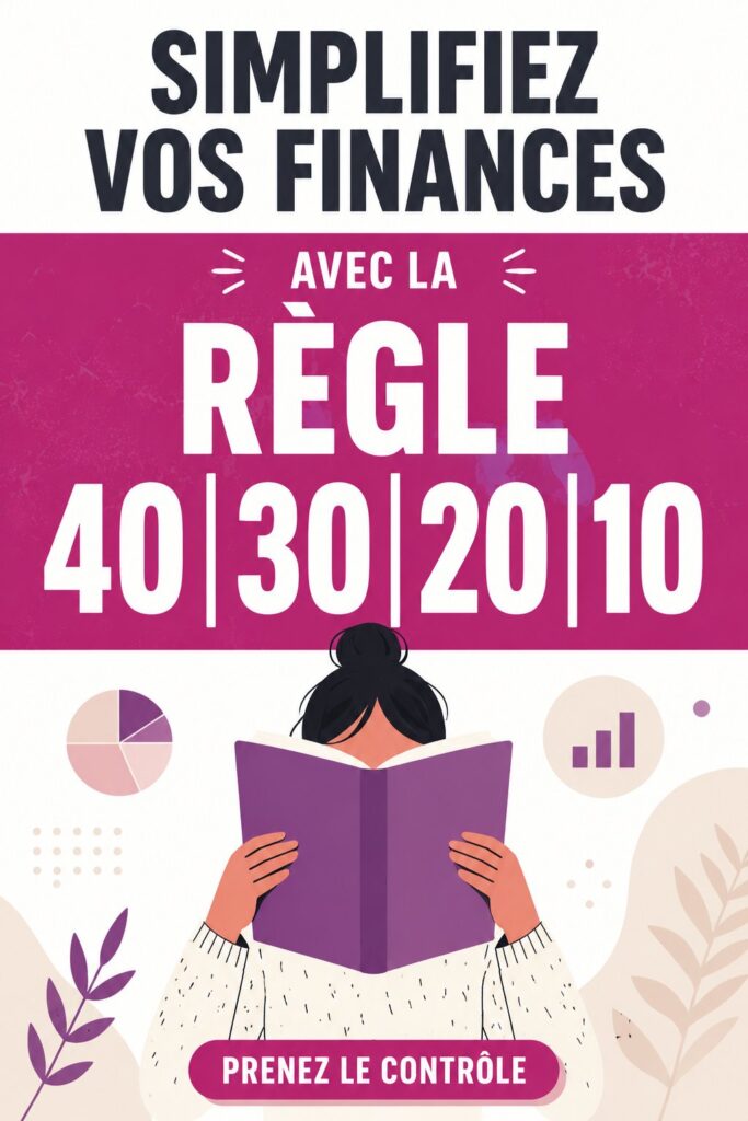 Femme heureuse examinant ses finances avec un carnet et un stylo, représentant la méthode de gestion budgétaire 40-30-20-10.
