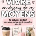 Illustration d'une femme examinant son budget sur une table avec des fournitures de bureau.