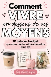 Illustration d'une femme examinant son budget sur une table avec des fournitures de bureau.