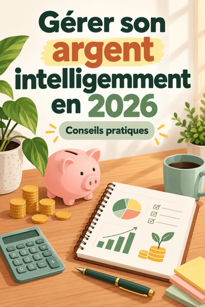 Femme souriante examinant ses dépenses avec un carnet de finances personnelles.