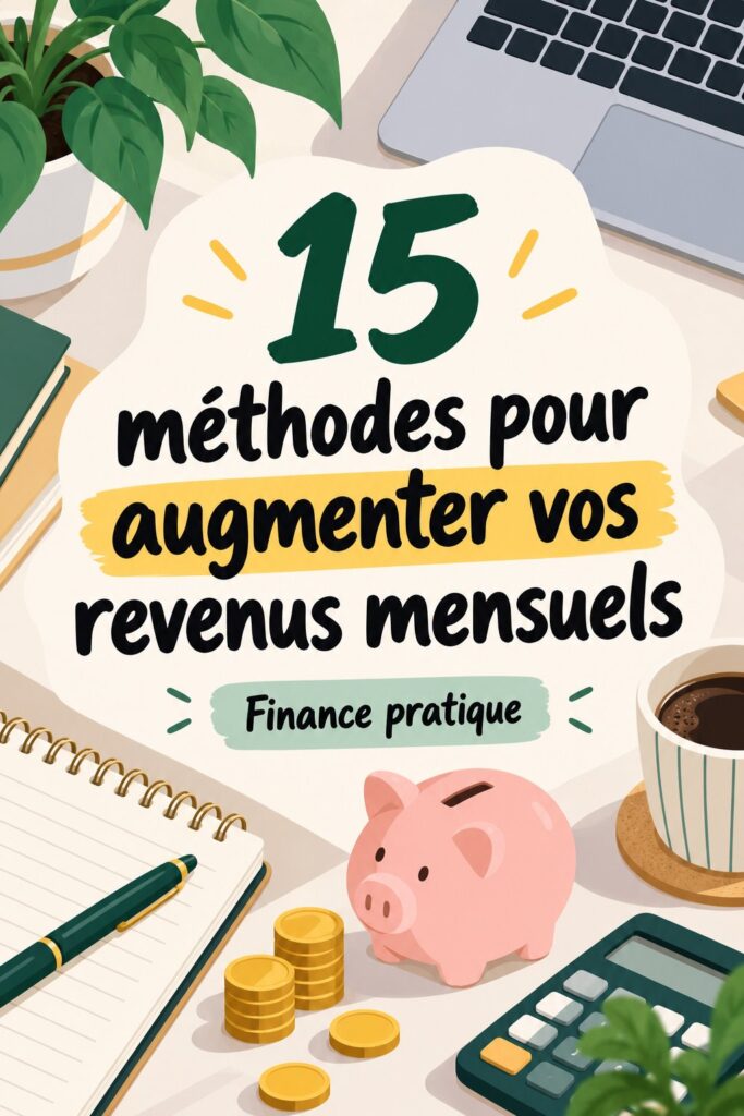 Femme souriante regardant ses finances sur son ordinateur, inspirée à améliorer ses revenus