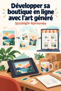Exemple d'une boutique Etsy avec des œuvres d'art générées par IA.