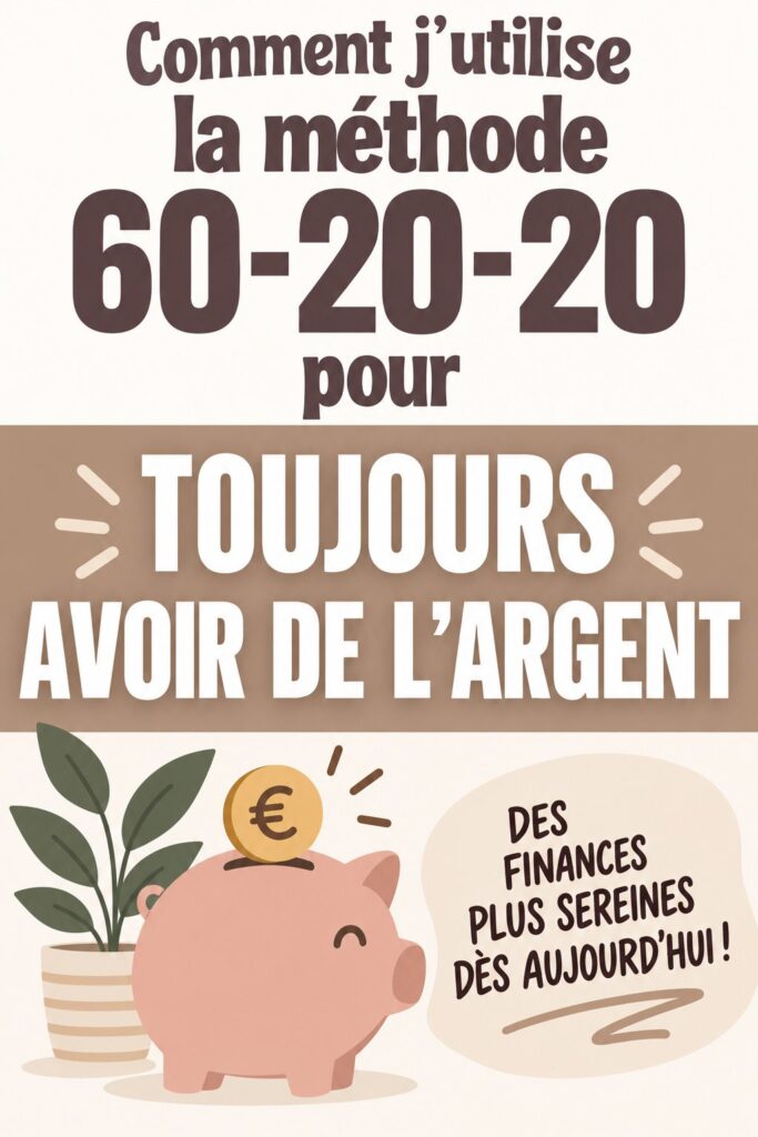 Un graphique illustrant la méthode 60-20-20 pour la gestion de budget personnel.