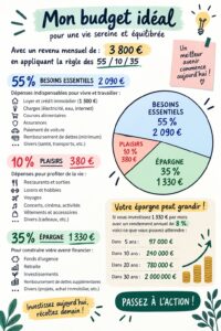 Femme souriante examinant son budget d'épargne