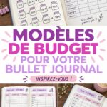 Un bullet journal ouvert avec des mises en page budgétaires colorées et créatives.