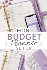 Femme organisant son budget avec un planificateur sur une table.