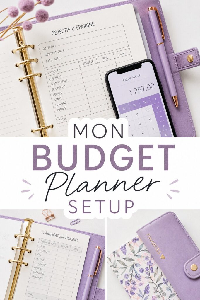 Femme organisant son budget avec un planificateur sur une table.
