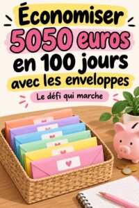 Femme souriante tenant des enveloppes colorées en lien avec un défi d'épargne