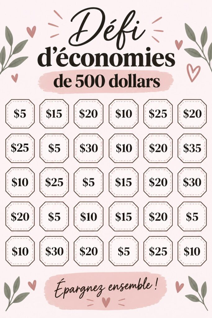 Femme souriante comptant des économies pour son objectif financier d'épargne de 500 dollars.