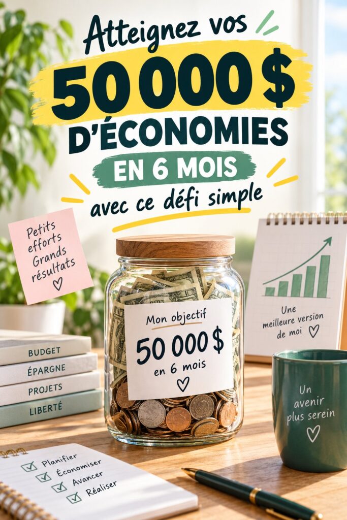 Femme souriante tenant un carnet de finances pour atteindre son objectif d'épargne de 50K en 6 mois