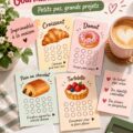 Un visuel engageant d'un défi d'épargne avec des pâtisseries colorées en arrière-plan, illustrant le thème gourmand