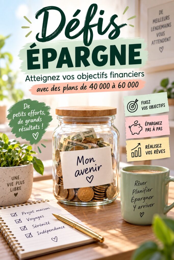 Femme souriante consultant ses économies lors d'un défi d'épargne.