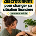 Femme réfléchissant à son avenir financier tout en épargnant de l'argent de manière discrète.
