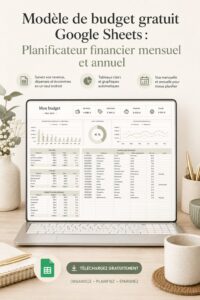 Modèle gratuit de budget sur Google Sheets affichant des graphiques colorés