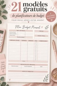 Modèle de planificateur de budget à imprimer sur une table avec des crayons.