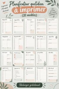 20 modèles de planificateurs quotidiens gratuits à imprimer, pour une organisation optimale.