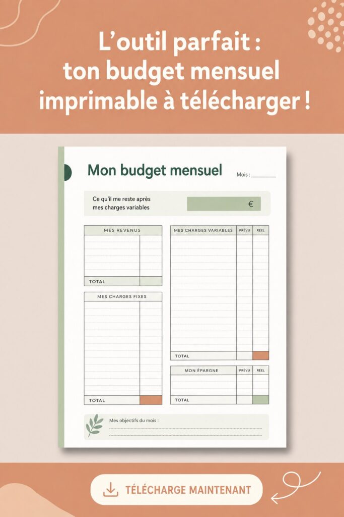 Modèle de budget mensuel imprimable pour gérer ses finances.
