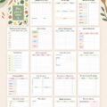 Planificateur de repas à imprimer présentant des menus variés et un budget prévu.