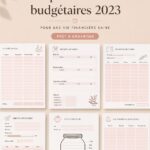 Image d'un planificateur de budget gratuit pour 2023 avec des notes et stylos.