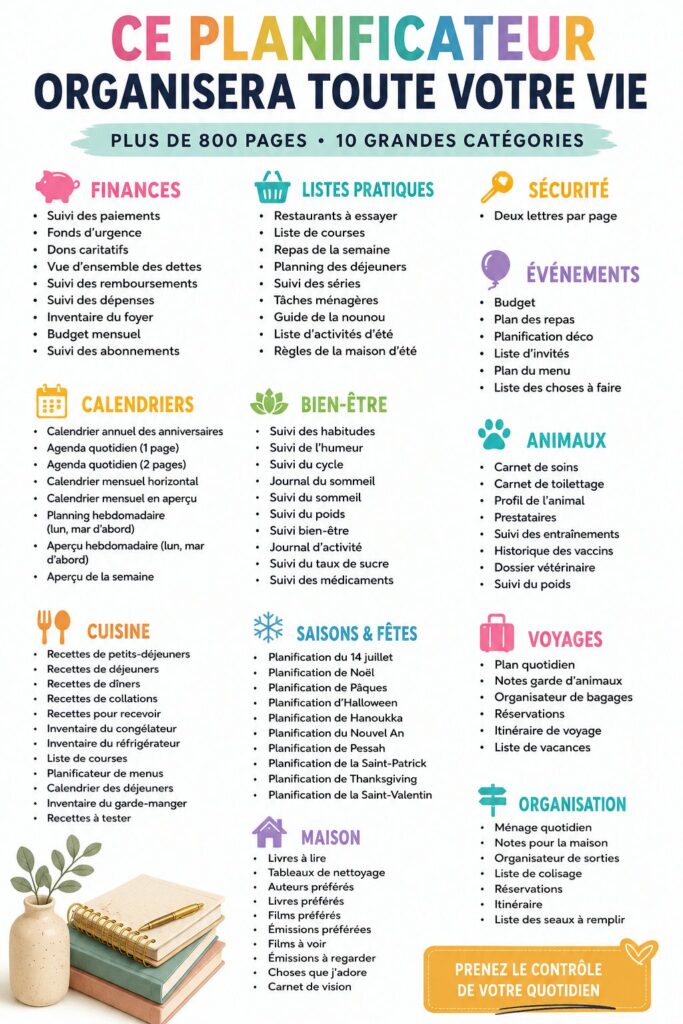 Une femme utilisant un planner pour organiser son quotidien, prenant des notes avec un sourire.