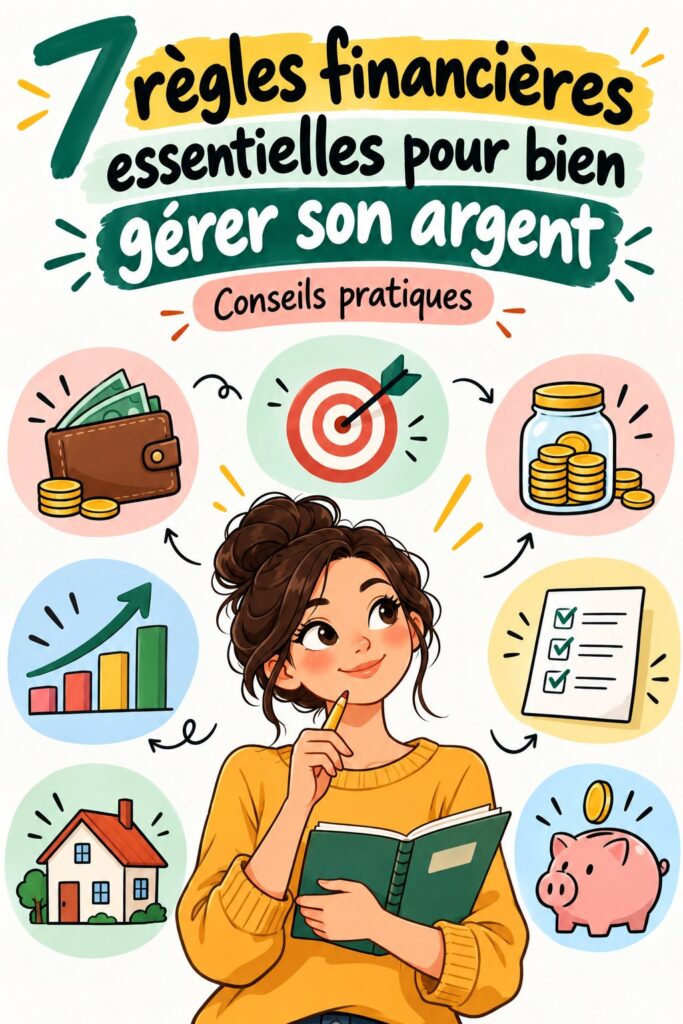Femme souriante examinant sa situation financière avec un ordinateur portable et un carnet.