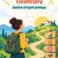 Femme souriante examinant ses finances personnelles avec un carnet et un ordinateur.