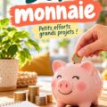 Femme souriante parlant de défis d'épargne avec des ustensiles de cuisine en arrière-plan.