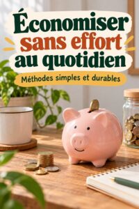 Femme souriante réfléchissant à des astuces d'économie au quotidien.
