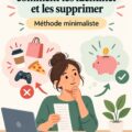 Femme souriante examinant son budget et identifiant ses dépenses inutiles.