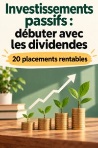 Femme réfléchissant à ses investissements passifs avec des graphiques de dividendes en arrière-plan.