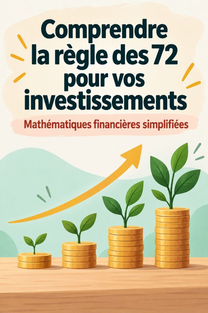 Schéma explicatif de la règle des 72 en matière d'investissement.